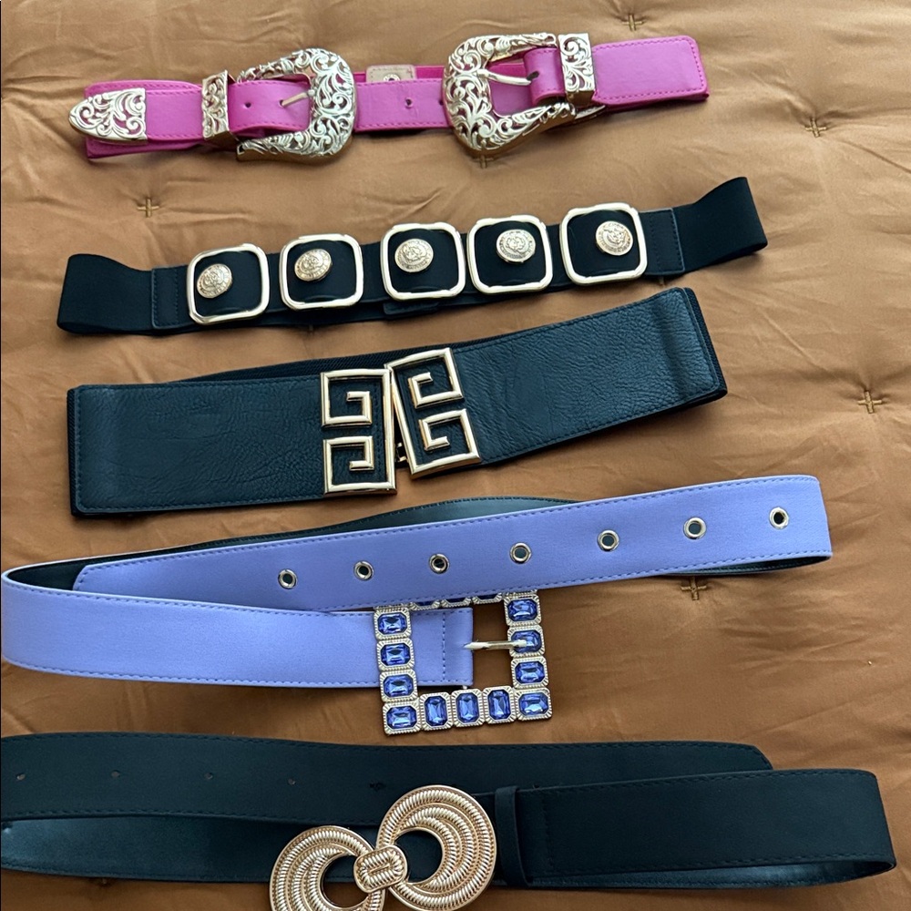 Stylish Women's Belt Collection - Pink, Black, Purple